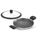 Hawkins 1.25L Triply Stainless Steel Nonstick Appachatty (NSA125G) | Breakfast Pan with Glass Lid | Appam Patra & Small Kadai | Gas Stove Compatible