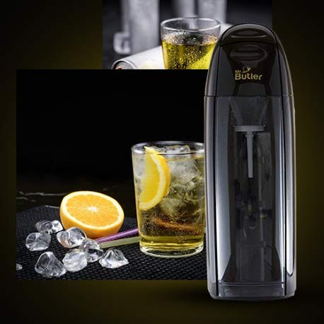 Mr. Butler Italia Soda Maker Black | Home Sparkling Water & Soda Maker | CO2 Cylinder Included | Compact Beverage Carbonator