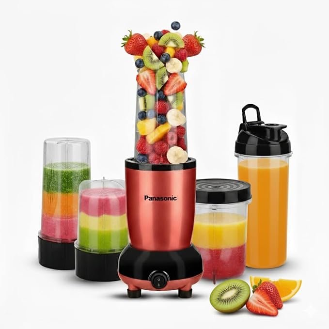 Panasonic Nutriturbo 600W Hand Blender with 3 Jars | Juicer Mixer Grinder | Copper Motor | Stainless Steel Blades | Multipurpose Kitchen Appliance